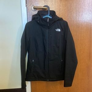 The North Face women’s removable hood black jacket. Size small.